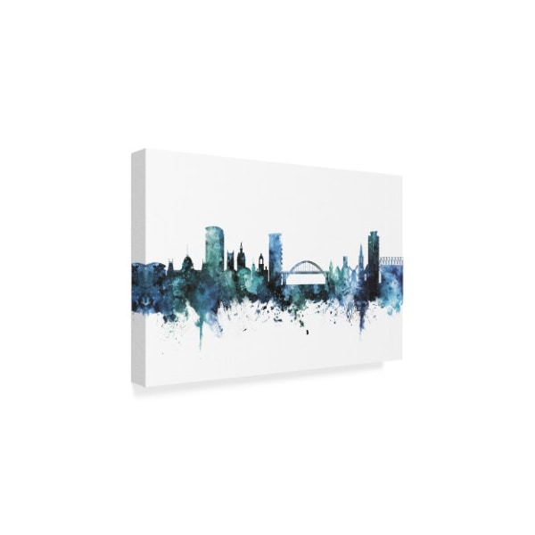 Michael Tompsett 'Sunderland England Blue Teal Skyline' Canvas Art,16x24